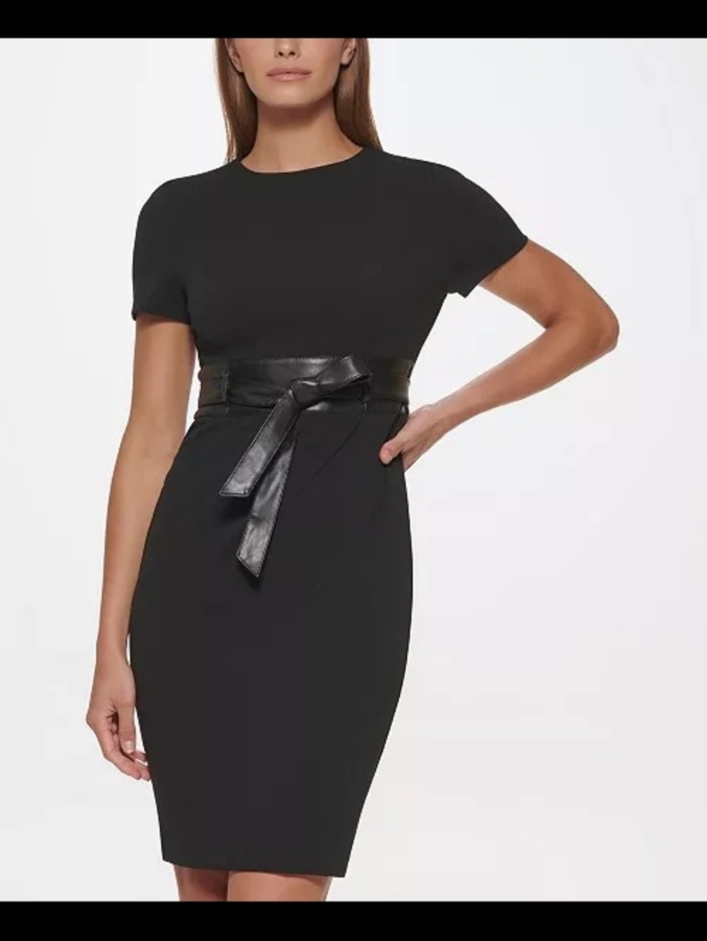 Classy Calvin Klein Black Dress with Waist Tie